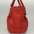 Salvatore Ferragamo Gancini Hand Bag Leather 2way Red Silver Auth 118153-4
