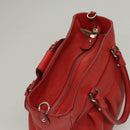 Salvatore Ferragamo Gancini Hand Bag Leather 2way Red Silver Auth 118153-6
