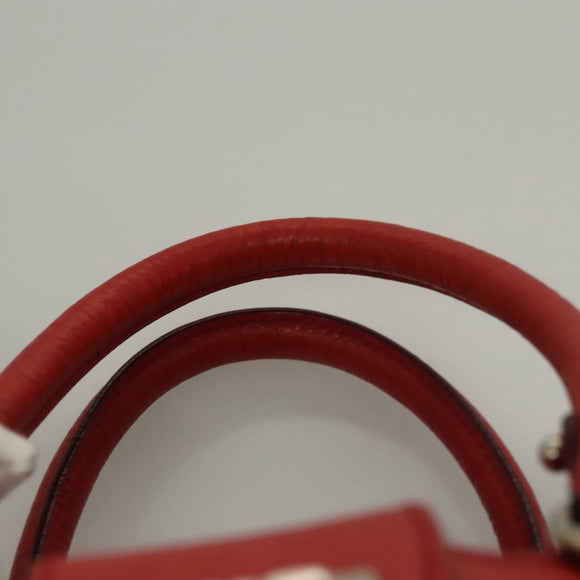 Salvatore Ferragamo Gancini Hand Bag Leather 2way Red Silver Auth 118153