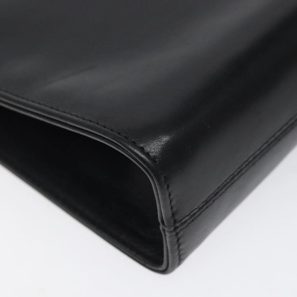 Salvatore Ferragamo Gancini Chain Shoulder Bag Leather Black Gold Auth 118161