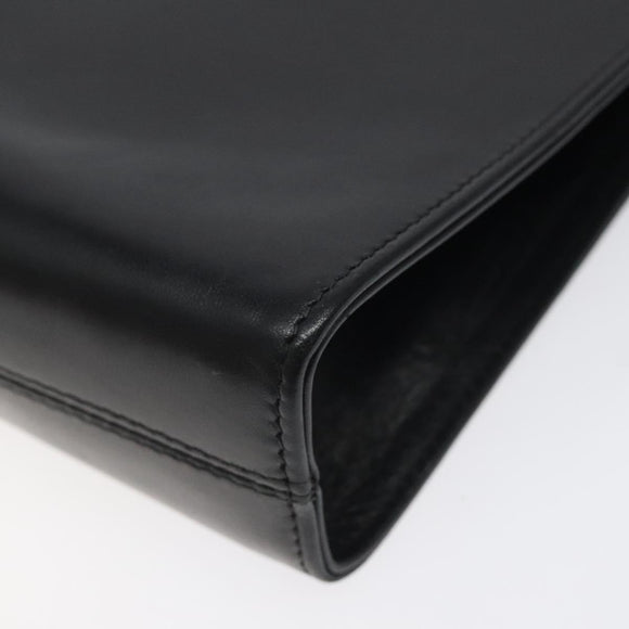 Salvatore Ferragamo Gancini Chain Shoulder Bag Leather Black Gold Auth 118161