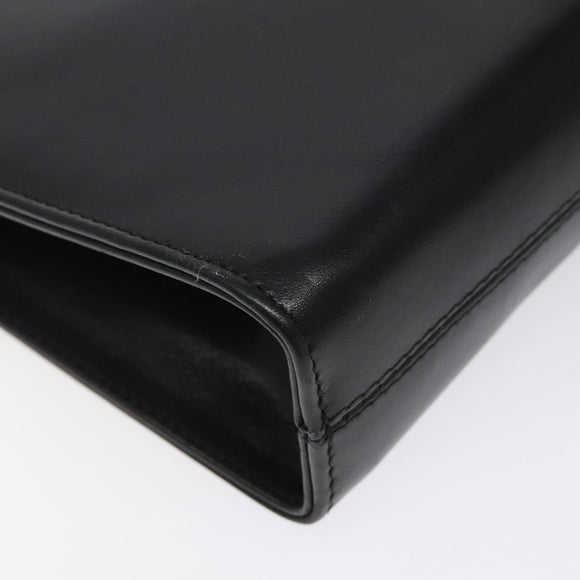 Salvatore Ferragamo Gancini Chain Shoulder Bag Leather Black Gold Auth 118161