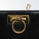 Salvatore Ferragamo Gancini Chain Shoulder Bag Leather Black Gold Auth 118161-9