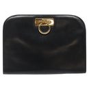 Salvatore Ferragamo Gancini Chain Shoulder Bag Leather Black Gold Auth 118161-13
