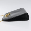 Salvatore Ferragamo Gancini Chain Shoulder Bag Leather Black Gold Auth 118161-4