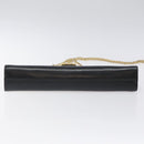 Salvatore Ferragamo Gancini Chain Shoulder Bag Leather Black Gold Auth 118161-5