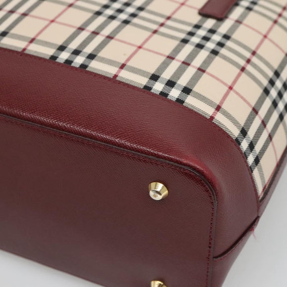 BURBERRY Nova Check Tote Bag Canvas Beige Gold Auth 118162