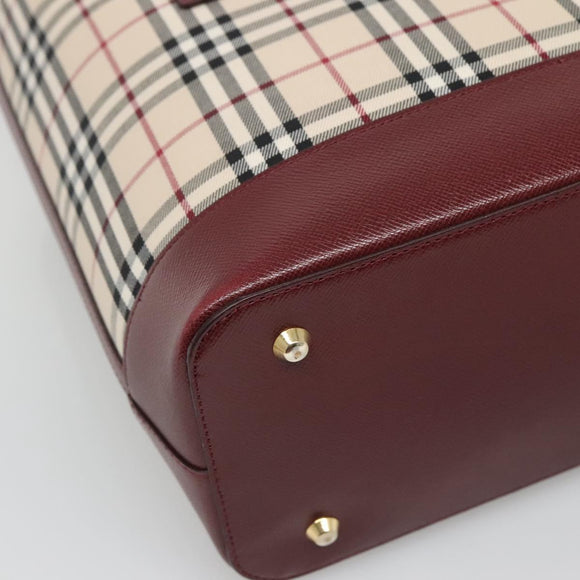 BURBERRY Nova Check Tote Bag Canvas Beige Gold Auth 118162