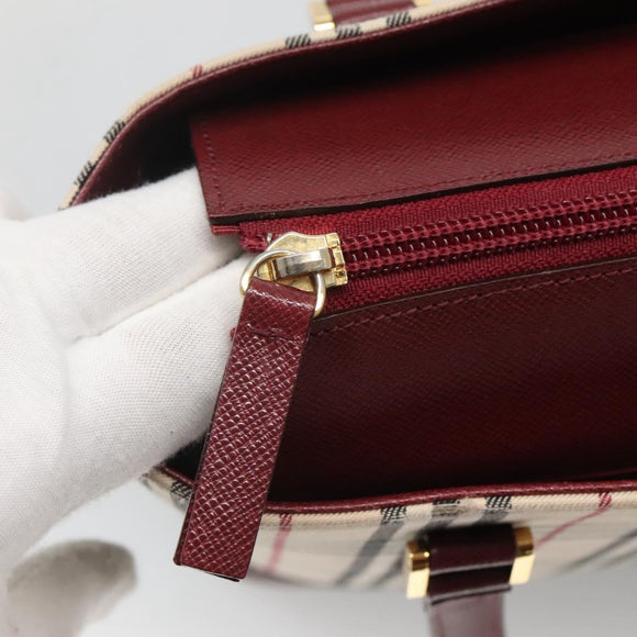 BURBERRY Nova Check Tote Bag Canvas Beige Gold Auth 118162