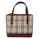 BURBERRY Nova Check Tote Bag Canvas Beige Gold Auth 118162-13