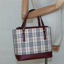BURBERRY Nova Check Tote Bag Canvas Beige Gold Auth 118162-23