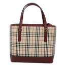 BURBERRY Nova Check Tote Bag Canvas Beige Gold Auth 118162-2