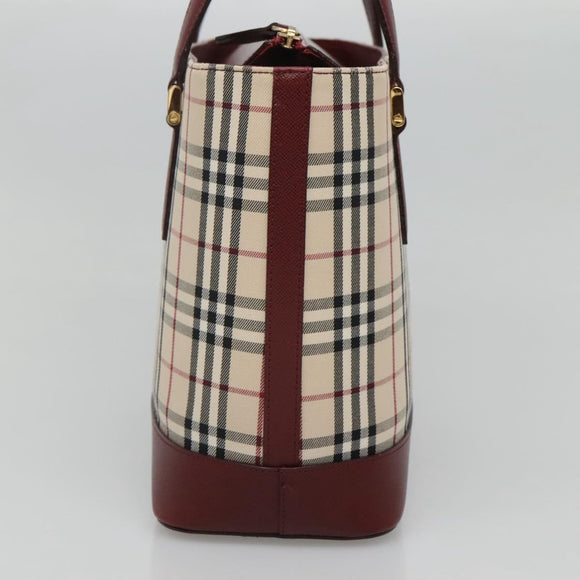 BURBERRY Nova Check Tote Bag Canvas Beige Gold Auth 118162