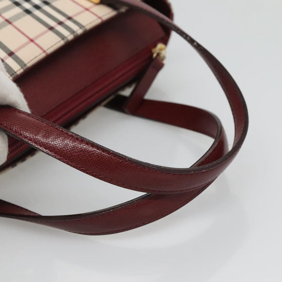 BURBERRY Nova Check Tote Bag Canvas Beige Gold Auth 118162