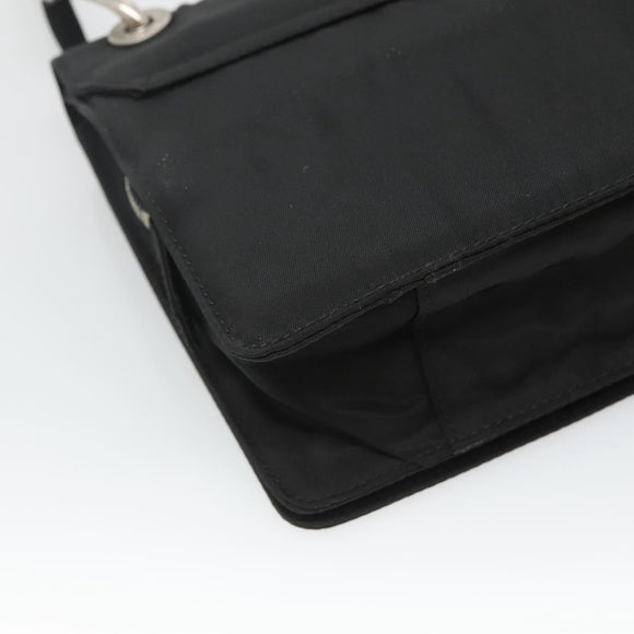 PRADA Shoulder Bag Nylon Black Silver Auth 118177
