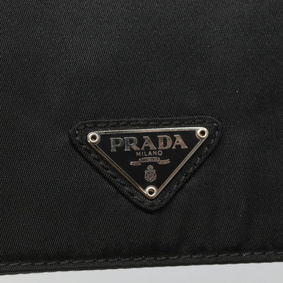 PRADA Shoulder Bag Nylon Black Silver Auth 118177