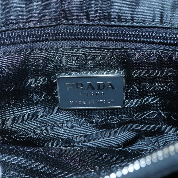 PRADA Shoulder Bag Nylon Black Silver Auth 118177