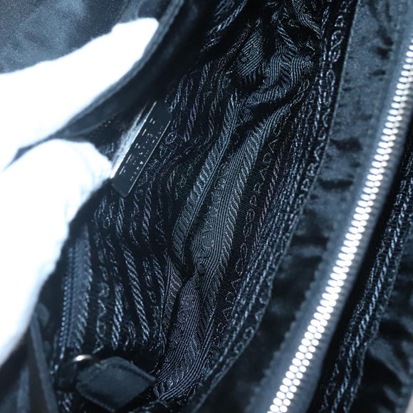 PRADA Shoulder Bag Nylon Black Silver Auth 118177
