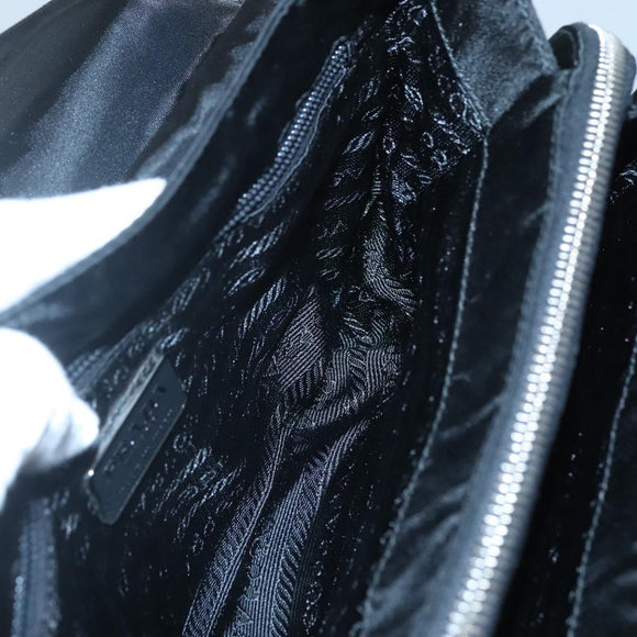 PRADA Shoulder Bag Nylon Black Silver Auth 118177