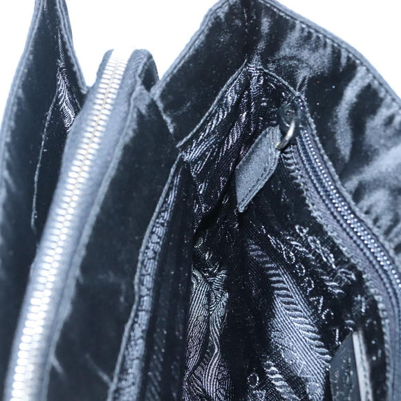 PRADA Shoulder Bag Nylon Black Silver Auth 118177