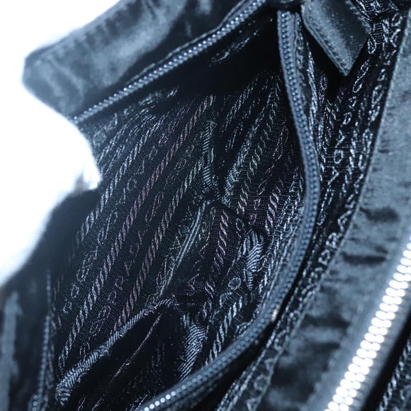 PRADA Shoulder Bag Nylon Black Silver Auth 118177