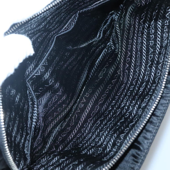 PRADA Shoulder Bag Nylon Black Silver Auth 118177