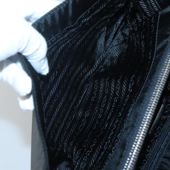 PRADA Shoulder Bag Nylon Black Silver Auth 118177