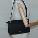 PRADA Shoulder Bag Nylon Black Silver Auth 118177-25