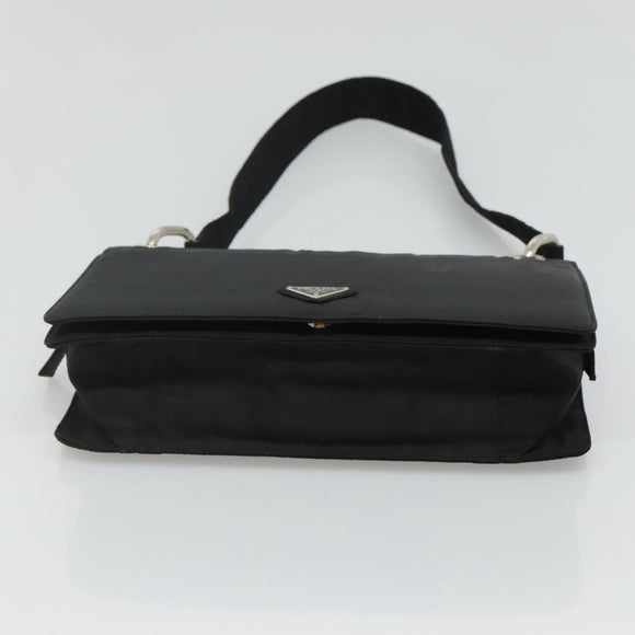 PRADA Shoulder Bag Nylon Black Silver Auth 118177