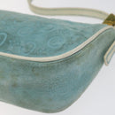 CELINE C Macadam Canvas Accessory Pouch Suede Light Blue Gold Auth 118180-15