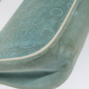 CELINE C Macadam Canvas Accessory Pouch Suede Light Blue Gold Auth 118180-16