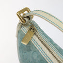CELINE C Macadam Canvas Accessory Pouch Suede Light Blue Gold Auth 118180-10