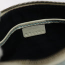 CELINE C Macadam Canvas Accessory Pouch Suede Light Blue Gold Auth 118180-17