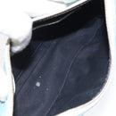 CELINE C Macadam Canvas Accessory Pouch Suede Light Blue Gold Auth 118180-11