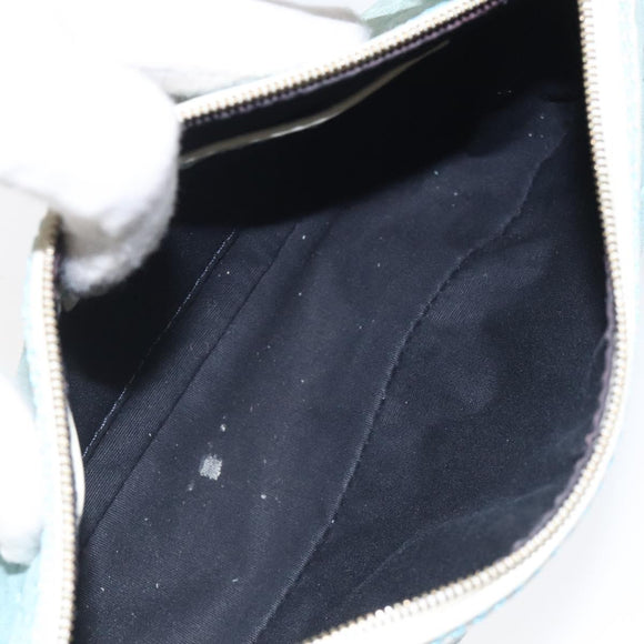 CELINE C Macadam Canvas Accessory Pouch Suede Light Blue Gold Auth 118180