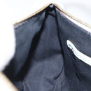 CELINE C Macadam Canvas Accessory Pouch Suede Light Blue Gold Auth 118180-19