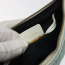CELINE C Macadam Canvas Accessory Pouch Suede Light Blue Gold Auth 118180-12