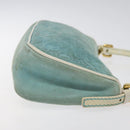 CELINE C Macadam Canvas Accessory Pouch Suede Light Blue Gold Auth 118180-3