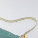 CELINE C Macadam Canvas Accessory Pouch Suede Light Blue Gold Auth 118180-8