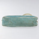 CELINE C Macadam Canvas Accessory Pouch Suede Light Blue Gold Auth 118180-5
