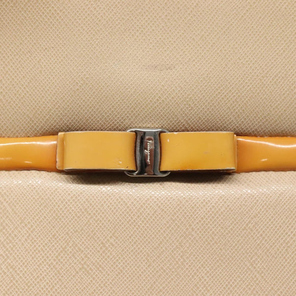 Salvatore Ferragamo Shoulder Bag Leather Beige Silver Auth 118188
