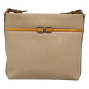 Salvatore Ferragamo Shoulder Bag Leather Beige Silver Auth 118188-13