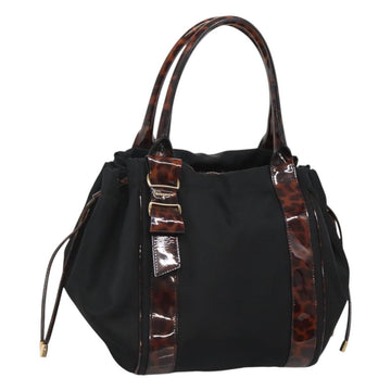 Salvatore Ferragamo Shoulder Bag Nylon Black Gold Auth 118189