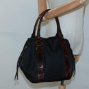 Salvatore Ferragamo Shoulder Bag Nylon Black Gold Auth 118189-21