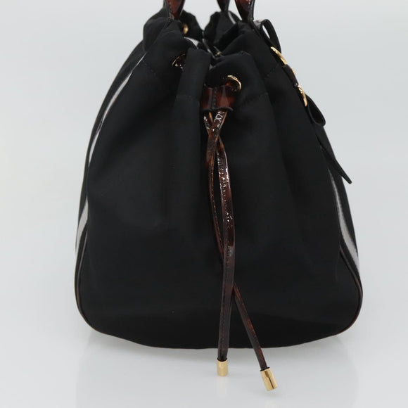 Salvatore Ferragamo Shoulder Bag Nylon Black Gold Auth 118189