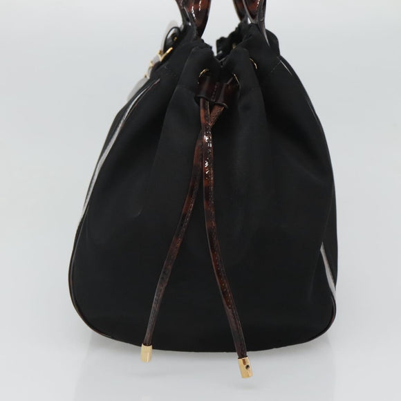 Salvatore Ferragamo Shoulder Bag Nylon Black Gold Auth 118189