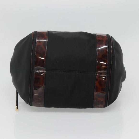 Salvatore Ferragamo Shoulder Bag Nylon Black Gold Auth 118189