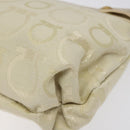Salvatore Ferragamo Gancini Shoulder Bag Canvas Cream Gold Auth 118190-15