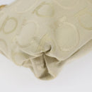 Salvatore Ferragamo Gancini Shoulder Bag Canvas Cream Gold Auth 118190-8