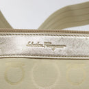 Salvatore Ferragamo Gancini Shoulder Bag Canvas Cream Gold Auth 118190-9